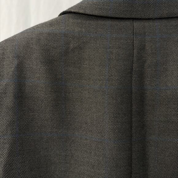 Hickey Freeman Blazer Cashmere Silk 46R Windowpane Gray Blue Sport Coat Jacket - Picture 14 of 15